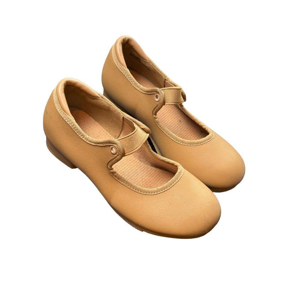 Tan Leather Tap Shoes With Metal Toe & Heel Plates  10C